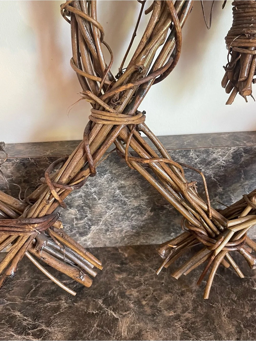 2 Vintage Grapevine Twig Heart Shaped Wall Hangings Primitive Rustic Country